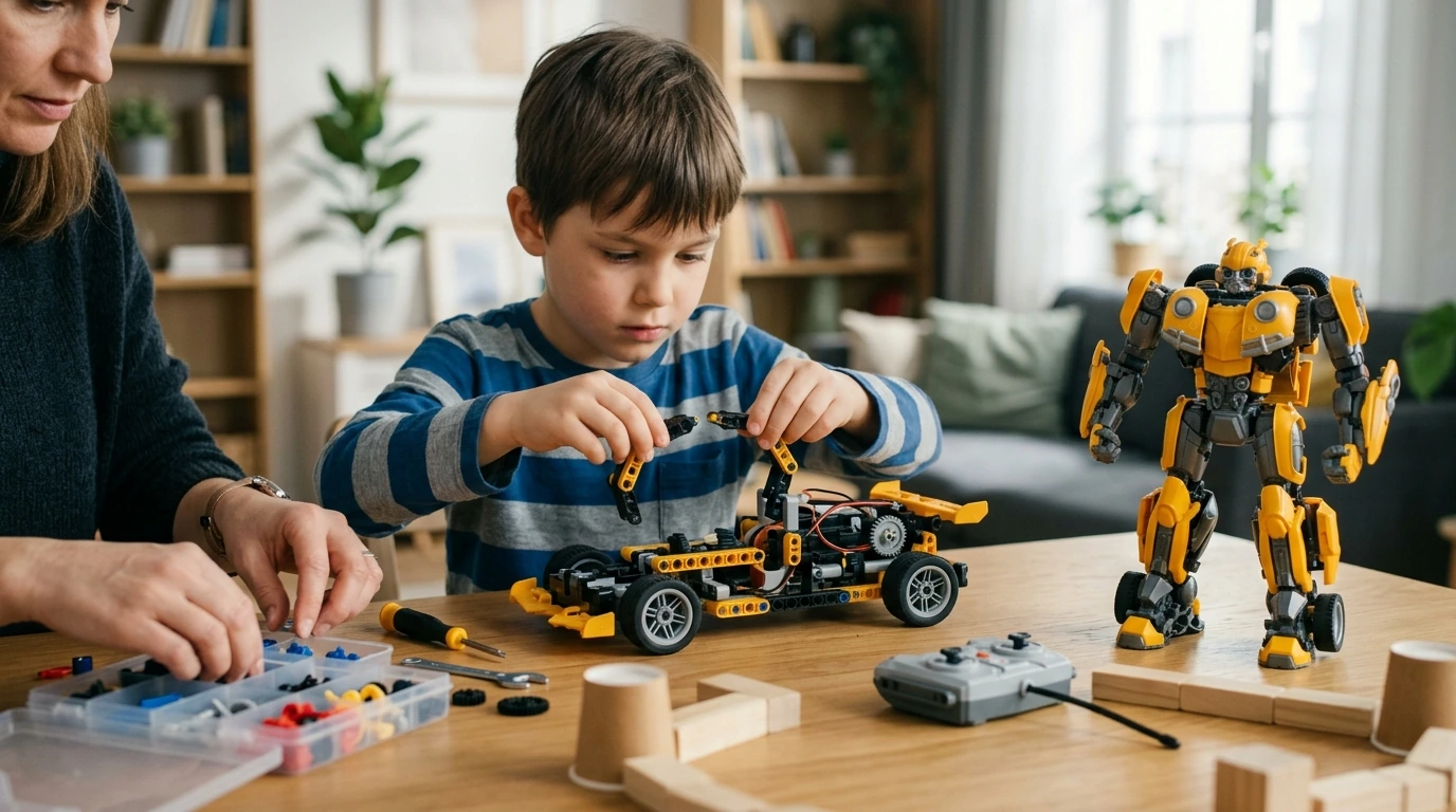 2-in-1 RC Car Robot Kit for Kids: Build, Transform, Drive