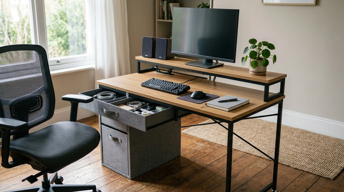 48-Inch Double-Deck Desk: Drawers, Stability, Clean Setup