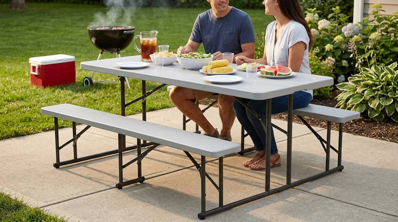 6ft Folding Picnic Table with Benches for Fast Seating