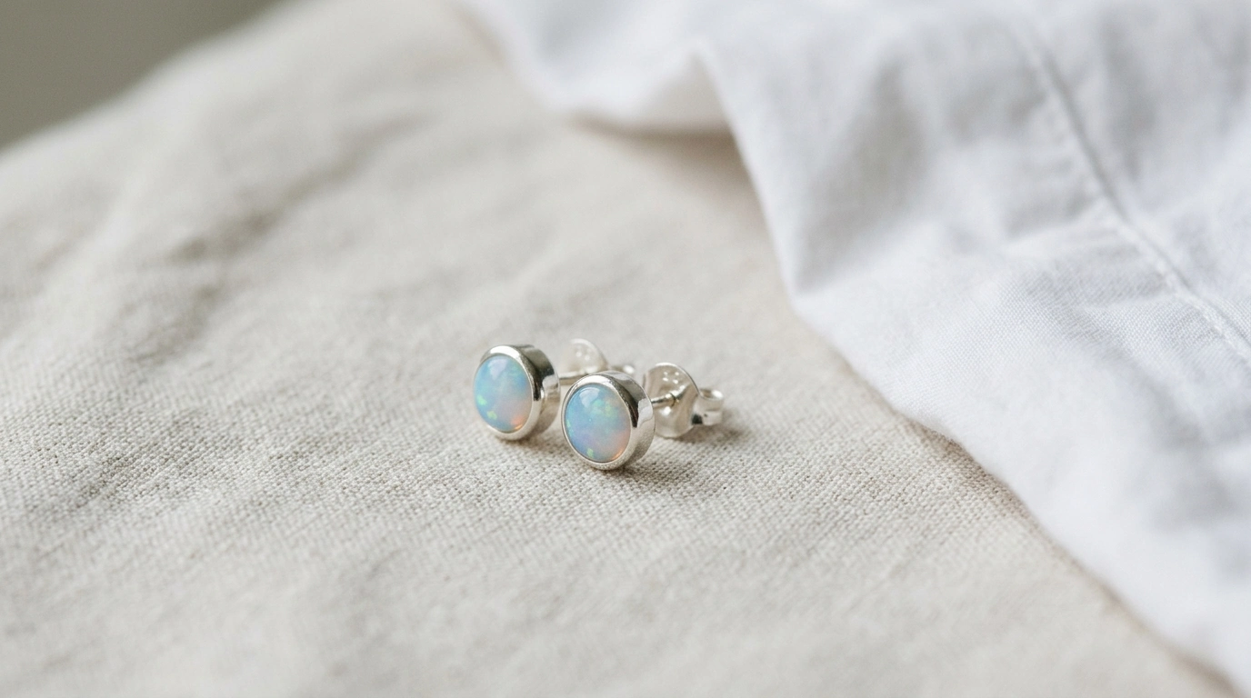 Opal Stone Sterling Silver Stud Earrings: Style & Care