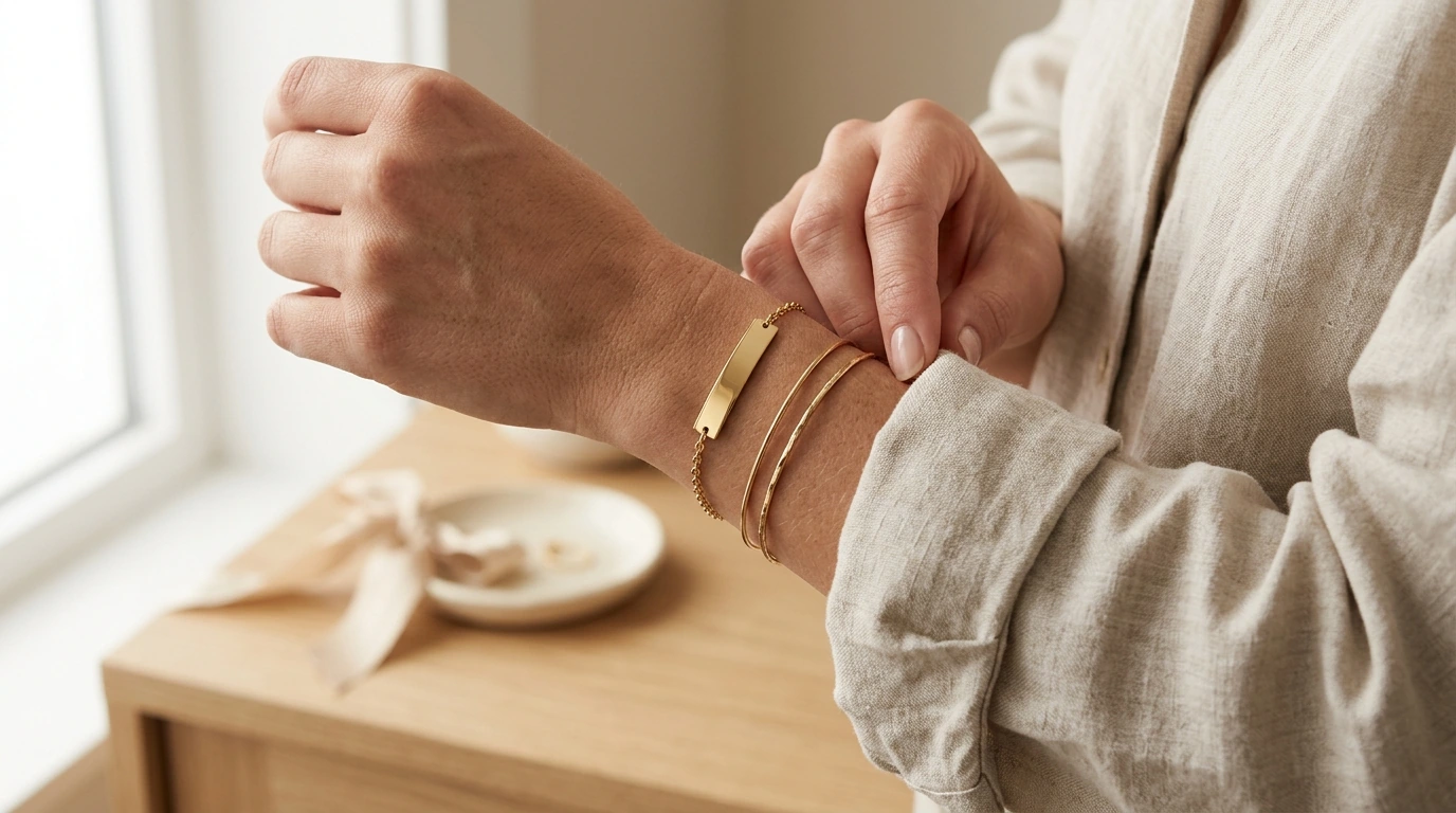 Personalized Name Bracelet in 18K Gold Plated Steel
